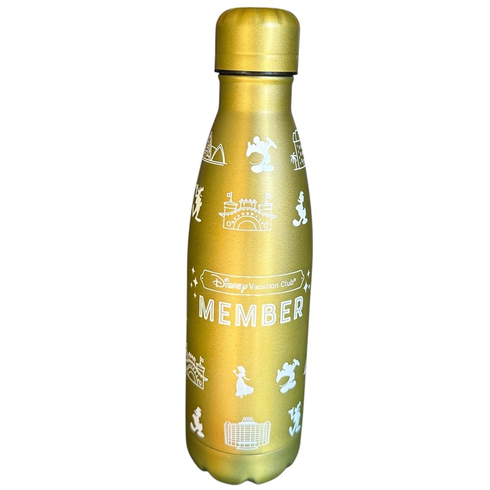 Disney Vacation Club Member Gold Colored Water Bottle Characters Limited